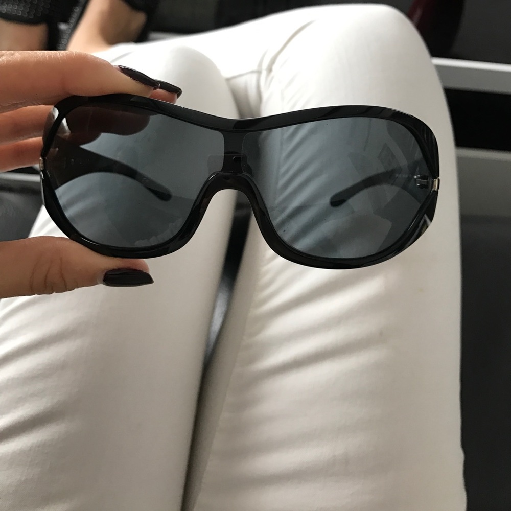Prada Black Shield Sunglasses with Dark Lenses - Picture 2 of 9